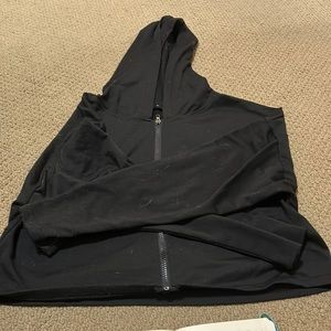 SHEIN black cropped zip up hoodie